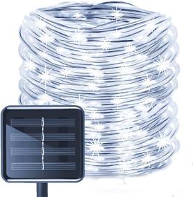 img 4 attached to 🌞 Aluvee Solar Rope String Light: Outdoor Waterproof Christmas Lamp for Garden Decoration, Weddings, and Parties - 33ft/100LED, White + PVC Tube