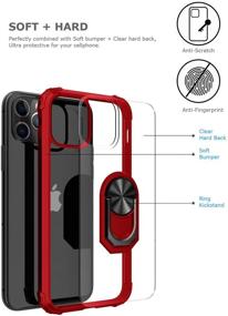 img 3 attached to 📱 GREATRULY Kickstand Case for iPhone 11 Pro Max 6.5 Inch 2019 | Clear Drop Protection Case | Slim Soft Bumper + Hard Back + Ring Stand | Magnetic Car Mount Compatible | Red