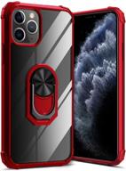 📱 greatruly kickstand case for iphone 11 pro max 6.5 inch 2019 | clear drop protection case | slim soft bumper + hard back + ring stand | magnetic car mount compatible | red logo