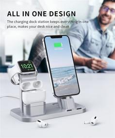 img 2 attached to 🔌 Conido 3 in 1 Charging Station for Apple Product: iPhone 12 mini/12 Pro Max/SE New/11 Pro Max, AirPods/AirPods 2, Apple Watch SE Series 6/5/4/3/2/1 - Silver Charger