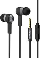 🎧 veenax m6 in-ear headphones, stereo earphones with microphone, wired earbuds with bass, tangle-free, noise-isolating headset for iphone, ipad, samsung phones, computers, tablets, mp3, 3.5mm jack (black) logo