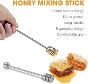 img 1 attached to 🍯 Honey and Syrup Dippers: Stainless Steel Honeycomb Stirrer Set, 6.3 Inch, 2pcs - Ideal for Honey Pot Jar Containers