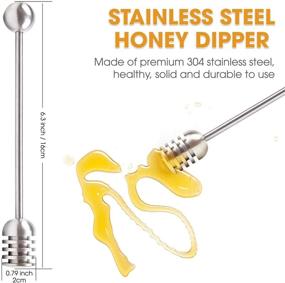 img 2 attached to 🍯 Honey and Syrup Dippers: Stainless Steel Honeycomb Stirrer Set, 6.3 Inch, 2pcs - Ideal for Honey Pot Jar Containers