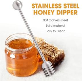 img 3 attached to 🍯 Honey and Syrup Dippers: Stainless Steel Honeycomb Stirrer Set, 6.3 Inch, 2pcs - Ideal for Honey Pot Jar Containers