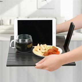 img 2 attached to 🛋️ GEHE Sofa Arm Tray Table: Convenient and Versatile Couch Armrest Accessory for Drinks, Snacks, Remote Control, and Phone - Foldable and Flexible Design - Black, 16.5" L x 13.25" W x 0.4" H