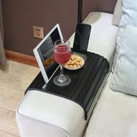 🛋️ gehe sofa arm tray table: convenient and versatile couch armrest accessory for drinks, snacks, remote control, and phone - foldable and flexible design - black, 16.5" l x 13.25" w x 0.4" h logo