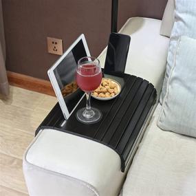 img 4 attached to 🛋️ GEHE Sofa Arm Tray Table: Convenient and Versatile Couch Armrest Accessory for Drinks, Snacks, Remote Control, and Phone - Foldable and Flexible Design - Black, 16.5" L x 13.25" W x 0.4" H