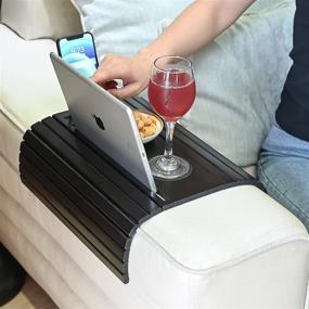 img 1 attached to 🛋️ GEHE Sofa Arm Tray Table: Convenient and Versatile Couch Armrest Accessory for Drinks, Snacks, Remote Control, and Phone - Foldable and Flexible Design - Black, 16.5" L x 13.25" W x 0.4" H