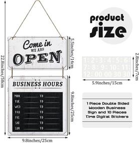 img 3 attached to Business Hours Sign Store Hours Sign Hanging Open And Closed Sign Double Sided Wooden Business Sign Hangable Decorative Welcome Boards With 10 Pieces Time Digital Stickers For Store Shop (Brown Board)