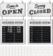 business hours sign store hours sign hanging open and closed sign double sided wooden business sign hangable decorative welcome boards with 10 pieces time digital stickers for store shop (brown board) logo