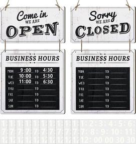 img 4 attached to Business Hours Sign Store Hours Sign Hanging Open And Closed Sign Double Sided Wooden Business Sign Hangable Decorative Welcome Boards With 10 Pieces Time Digital Stickers For Store Shop (Brown Board)