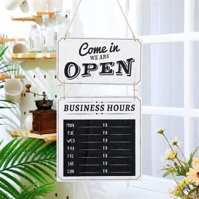 img 2 attached to Business Hours Sign Store Hours Sign Hanging Open And Closed Sign Double Sided Wooden Business Sign Hangable Decorative Welcome Boards With 10 Pieces Time Digital Stickers For Store Shop (Brown Board)