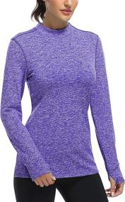 img 1 attached to 🔥 Fulbelle Women's Fleece Thermal Tops: Stay Warm and Cozy with Long Sleeve Mock Neck Running Shirts featuring Thumbhole