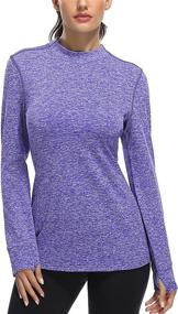 img 4 attached to 🔥 Fulbelle Women's Fleece Thermal Tops: Stay Warm and Cozy with Long Sleeve Mock Neck Running Shirts featuring Thumbhole