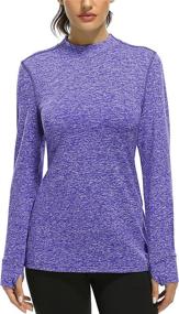 img 2 attached to 🔥 Fulbelle Women's Fleece Thermal Tops: Stay Warm and Cozy with Long Sleeve Mock Neck Running Shirts featuring Thumbhole