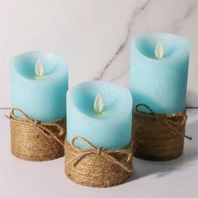 img 1 attached to 🕯️ Petristrike Ocean Blue Flameless Candles: Nautical Themed LED Pillar Candles with Remote & Timer - Set of 3 for Gifts, Parties, Weddings, and Home Decorations