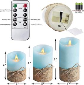 img 2 attached to 🕯️ Petristrike Ocean Blue Flameless Candles: Nautical Themed LED Pillar Candles with Remote & Timer - Set of 3 for Gifts, Parties, Weddings, and Home Decorations