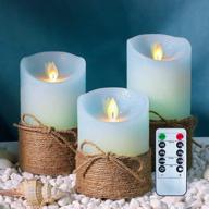 🕯️ petristrike ocean blue flameless candles: nautical themed led pillar candles with remote & timer - set of 3 for gifts, parties, weddings, and home decorations логотип