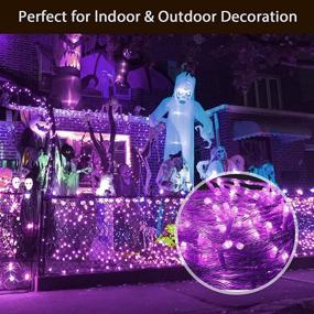 img 2 attached to 🎃 NELSION 98FT 300 LED Halloween Fairy String Lights - Festive Outdoor Ghost Decorations for Home Porch, Garden, Xmas Tree - Orange & Purple