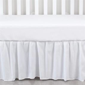 img 3 attached to 🛏️ Biloban Navy Grey White Crib Skirt Dust Ruffle with Elastic Wrap Around Bed Skirt - Easy On/Off, Ideal Nursery Bedding for Baby Boy or Baby Girl - Fits All Standard Cribs, Solid White Color
