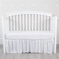 🛏️ biloban navy grey white crib skirt dust ruffle with elastic wrap around bed skirt - easy on/off, ideal nursery bedding for baby boy or baby girl - fits all standard cribs, solid white color logo