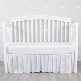 img 4 attached to 🛏️ Biloban Navy Grey White Crib Skirt Dust Ruffle with Elastic Wrap Around Bed Skirt - Easy On/Off, Ideal Nursery Bedding for Baby Boy or Baby Girl - Fits All Standard Cribs, Solid White Color