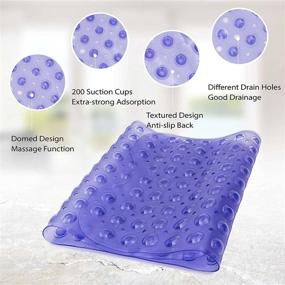 img 3 attached to 🛀 ROSMARUS Non-Slip Bath Mat Extra Long 16” x 39” for Tub with Suction Cups and Drain Holes - Bathtub Mats for Kids, Babies - Bathroom Shower Floor Mat with Anti Slip Feature - Purple