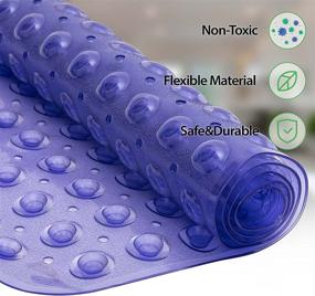 img 2 attached to 🛀 ROSMARUS Non-Slip Bath Mat Extra Long 16” x 39” for Tub with Suction Cups and Drain Holes - Bathtub Mats for Kids, Babies - Bathroom Shower Floor Mat with Anti Slip Feature - Purple