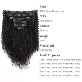 img 2 attached to ABH AmazingBeauty Hair: Big Thick Double Wefted Afro Curly Clip In Extensions - 8A Grade Real Remy Human Hair, Natural Black, 120g, 16 Inch - African American Black Women