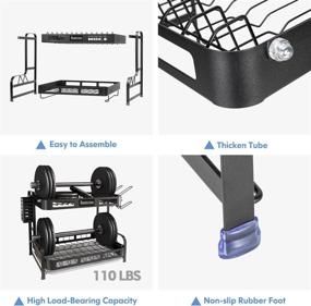 img 1 attached to 🍽️ Efficient 2 Tier Dish Rack: romision Stainless Steel Large Dish Drying Rack with Drainboard Set & Utensil Holder, Cup Holder, Dish Drainer for Kitchen Counter (Black)