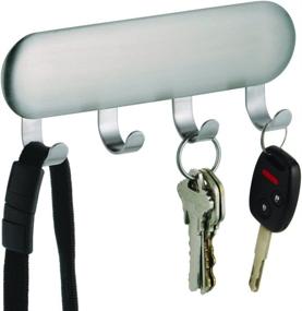 img 2 attached to Forma Self-Adhesive Key Rack Organizer for Entryway and Kitchen - 4 Hooks, Stainless Steel by iDesign