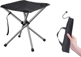 img 4 attached to Chiitek Foldable Camping Stool Travel Chair - Super Compact, Ultralight Weight, Tiny Size for Hiking, Beach, Camping, Fishing - Unfolded Size 12.6x12.6x13.8 inches