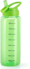 img 1 attached to 💧 BPA Free Tritan Water Bottle with Leak Proof Dust-Free Flip Straw, Easy Clean & Measurement - 30oz / 900ml (Green with Straw)