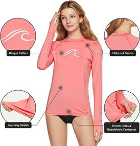 img 2 attached to 👙 ATHLIO Women's UPF 50+ Rash Guard: Long Sleeve Surfing Swimsuit Top, UV/SPF Water Beach Swim Shirts