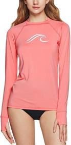 img 4 attached to 👙 ATHLIO Women's UPF 50+ Rash Guard: Long Sleeve Surfing Swimsuit Top, UV/SPF Water Beach Swim Shirts