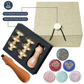 img 3 attached to 🌹 Wax Seal Stamp Set with Vintage Rose Flowers Design - 8 Piece Kit in Gift Box for Envelopes, Wedding Invitations, Wine Packages, Snail Mails