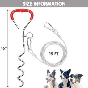 img 3 attached to 🐶 Reflective 15 ft Dog Tie Out Cable and Stake - Ideal Dog Run for Small to Medium Dogs with 16" Stake - Great for Yard, Camping, and Garden - KOOLTAIL Dog Lead