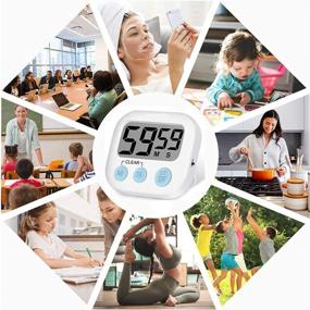 img 3 attached to 4-Pack Digital Kitchen Timer Set with ON/Off Switch, Large LCD Display, Loud Alarm, Magnetic Backing & Stand - Ideal Classroom Timers for Cooking, Baking, Teachers, Kids, and Games - Compact Size (Available in 4 Colors)