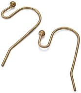 👂 100 pieces hypoallergenic antique bronze plated brass french ear wire earring hooks with ball dot design - 20mm long - ideal findings for making earrings (cf206-b) logo