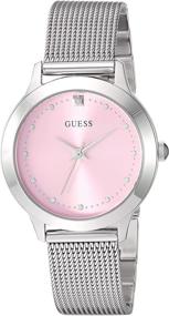 img 3 attached to ⌚ Часы GUESS для женщин с кварцевым механизмом, отделкой из нержавеющей стали, серебристые, для повседневной носки