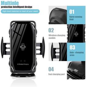 img 2 attached to 📱 Convenient and Fast Wireless Car Phone Holder with QI Fast Charging for iPhone 12/11/XS/XR/SE/8/8+, Samsung S20/S10/S9