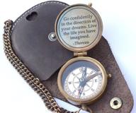 🧭 engraved compass with stamped leather case - neovivid thoreau's go confidently quote, ideal for camping, boating, graduation day gifts логотип