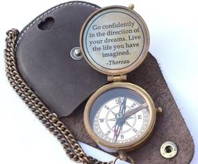 img 4 attached to 🧭 Engraved Compass with Stamped Leather Case - NEOVIVID Thoreau's Go Confidently Quote, Ideal for Camping, Boating, Graduation Day Gifts