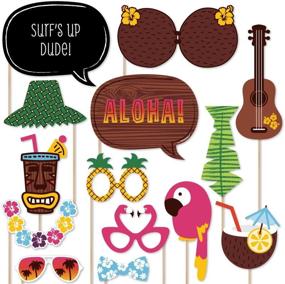 img 4 attached to Tropical Hawaiian Summer Party Photo Booth Props Kit - Big Dot of Happiness Tiki Luau - 20 Count