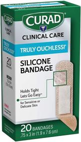 img 3 attached to Curad Truly Ouchless Silicone Adhesive Bandages: Gentle, Skin-Friendly Fabric Bandages for Delicate or Sensitive Skin, 0.75 x 3 inches, 20 Count