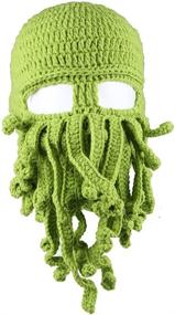 img 3 attached to 🧔 Kafeimali Men's Head Barbarian Vagabond Beanie: Foldaway Beard, Octopus Pirate Hat & Bearded Cap