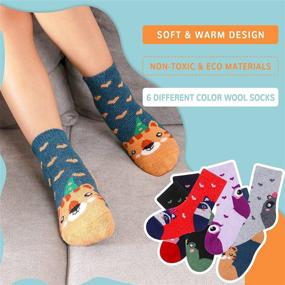 img 2 attached to 🧦 Eocom 6 Pairs Children's Winter Warm Wool Animal Crew Socks for Kids Boys and Girls