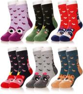 🧦 eocom 6 pairs children's winter warm wool animal crew socks for kids boys and girls logo