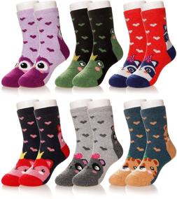 img 4 attached to 🧦 Eocom 6 Pairs Children's Winter Warm Wool Animal Crew Socks for Kids Boys and Girls