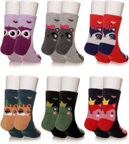 img 3 attached to 🧦 Eocom 6 Pairs Children's Winter Warm Wool Animal Crew Socks for Kids Boys and Girls